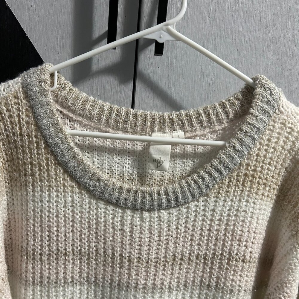 Ady P Striped Knit Sweater Scoop Neckline Women's Size L - Picture 2 of 9